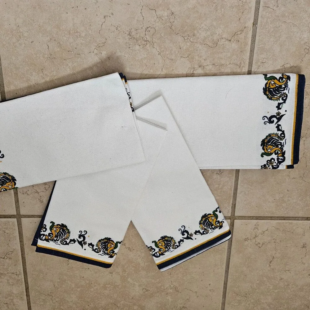 RARE SET 4 NEW LE MARCHI NEW YEAR CHINESE DRAGON BLUE COTTON DINNER NAPKINS